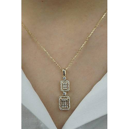 14 Ayar Altn Gold ift Baget Ta Kolye