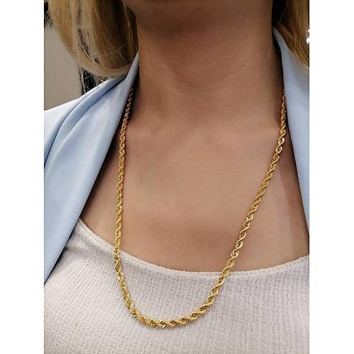 14 Ayar Altn Halat Zincir Kolye Orta Kaln