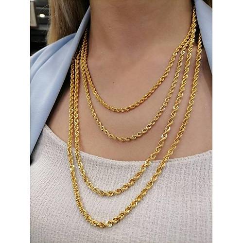 14 Ayar Altn Halat Zincir Kolye Orta Kaln