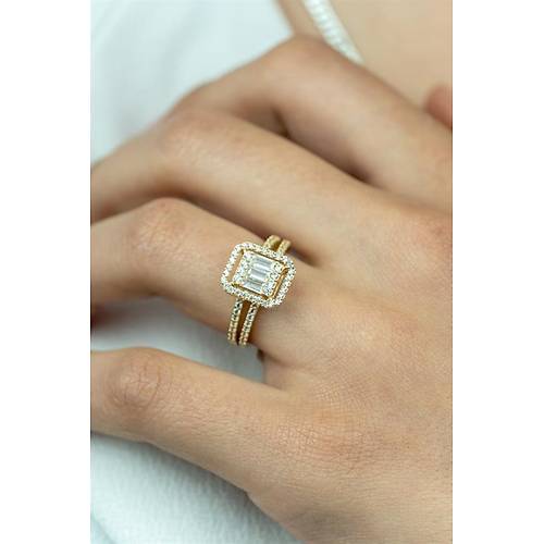 14 Ayar Altn Yanlar ift Sra Tal Gold Baget Yzk