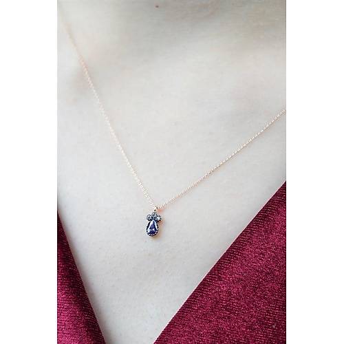 14 Ayar Altn Mor Tal Rose Zincir Minimal Kolye