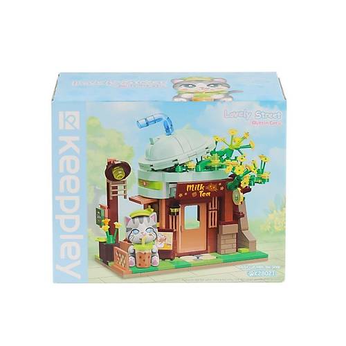 KP28021 Keeppley Lovely Street - Ash Cat Milk Tea Shop 411 Para Yapm Seti