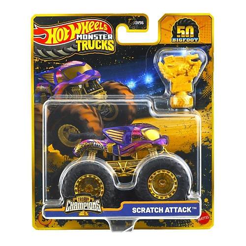 Hot Wheels JDV96 Monstr Trucks BIG FOOT TROPHY �AMP�YONLARI TEKL� ARABA - Scratch Attack JDW04