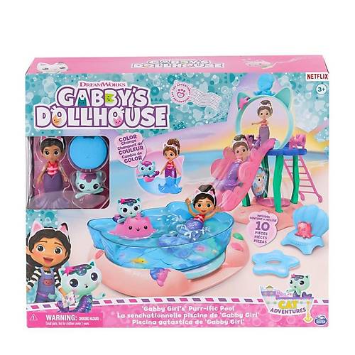 6067878 Gabbys Dollhouse Gabby ve Mercat Purr-ific Havuz Oyun Seti