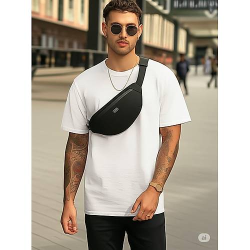 Moda West Unisex Siyah Klk Su Geirmez Kuma zellikli Bel Ve Omuz antas