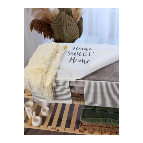 Ykanabilir Pamuklu Home Sweet Home Yazl Gri En izgi Gri Yaz Dzenleyici Hur