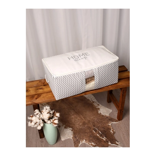 Ykanabilir Pamuklu Home Storage Yazl Gri Balk Srt izgili Gri Dzenleyici Hur