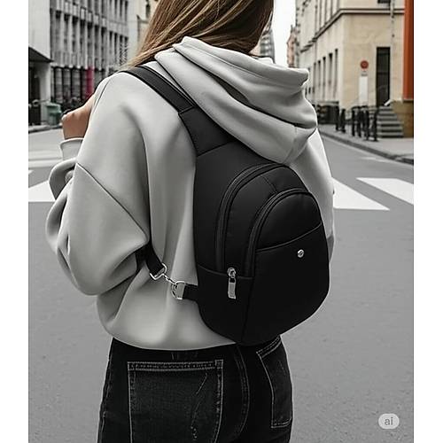 Siyah Kad�n S�rt Ve Omuz �antas� �ok Ama�l� �anta