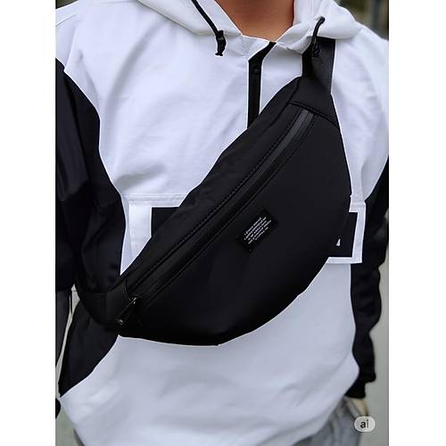 Moda West Unisex Siyah Klk Su Geirmez Kuma zellikli Bel Ve Omuz antas