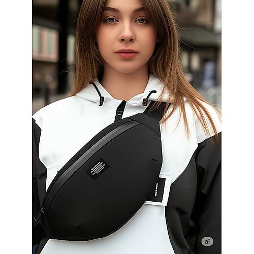 Moda West Unisex Siyah Klk Su Geirmez Kuma zellikli Bel Ve Omuz antas