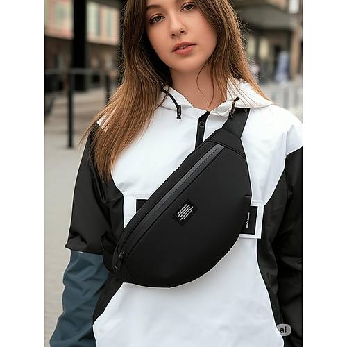 Moda West Unisex Siyah Klk Su Geirmez Kuma zellikli Bel Ve Omuz antas