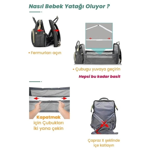 Alabilir Yatakl Puset Askl Termal Biberonluk Blmeli Su Geirmez Bebek Bakm antas Baby Bag