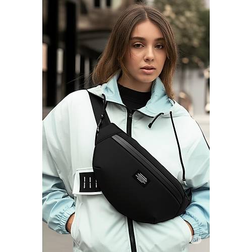 Moda West Unisex Siyah Klk Su Geirmez Kuma zellikli Bel Ve Omuz antas