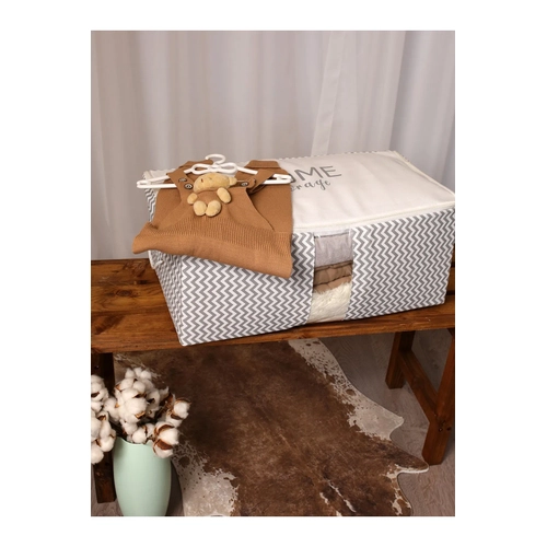 Ykanabilir Pamuklu Home Storage Yazl Gri Balk Srt izgili Gri Dzenleyici Hur