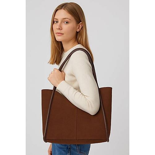Kahverengi Shooper Set Kadn Omuz antas