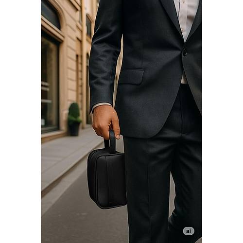 �ift Kulplu Deri G�r�n�ml� Erkek El �antas� Siyah