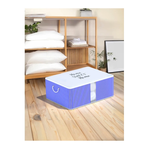 Ykanabilir Pamuklu Home Sweet Home Yazl Mavi Dikey izgili Byk Hur
