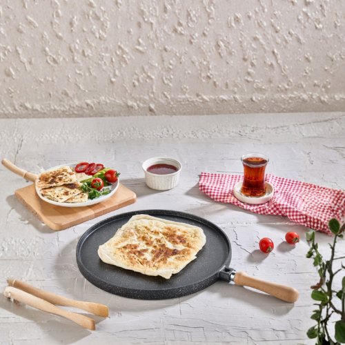 Zümrüt Döküm Yapışmaz Çift Taraflı Gözleme Tavası 34 Cm