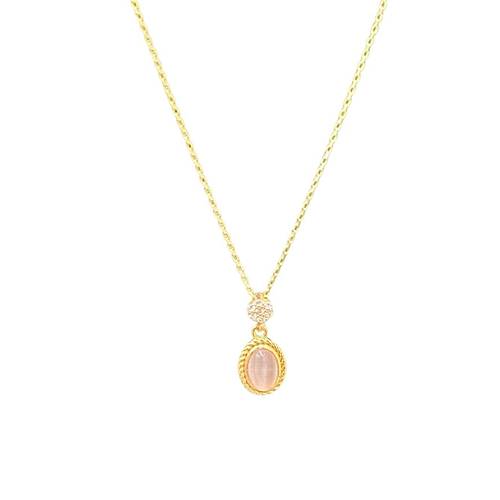 PEMBE TAS TASARIM KOLYE 8 AYAR