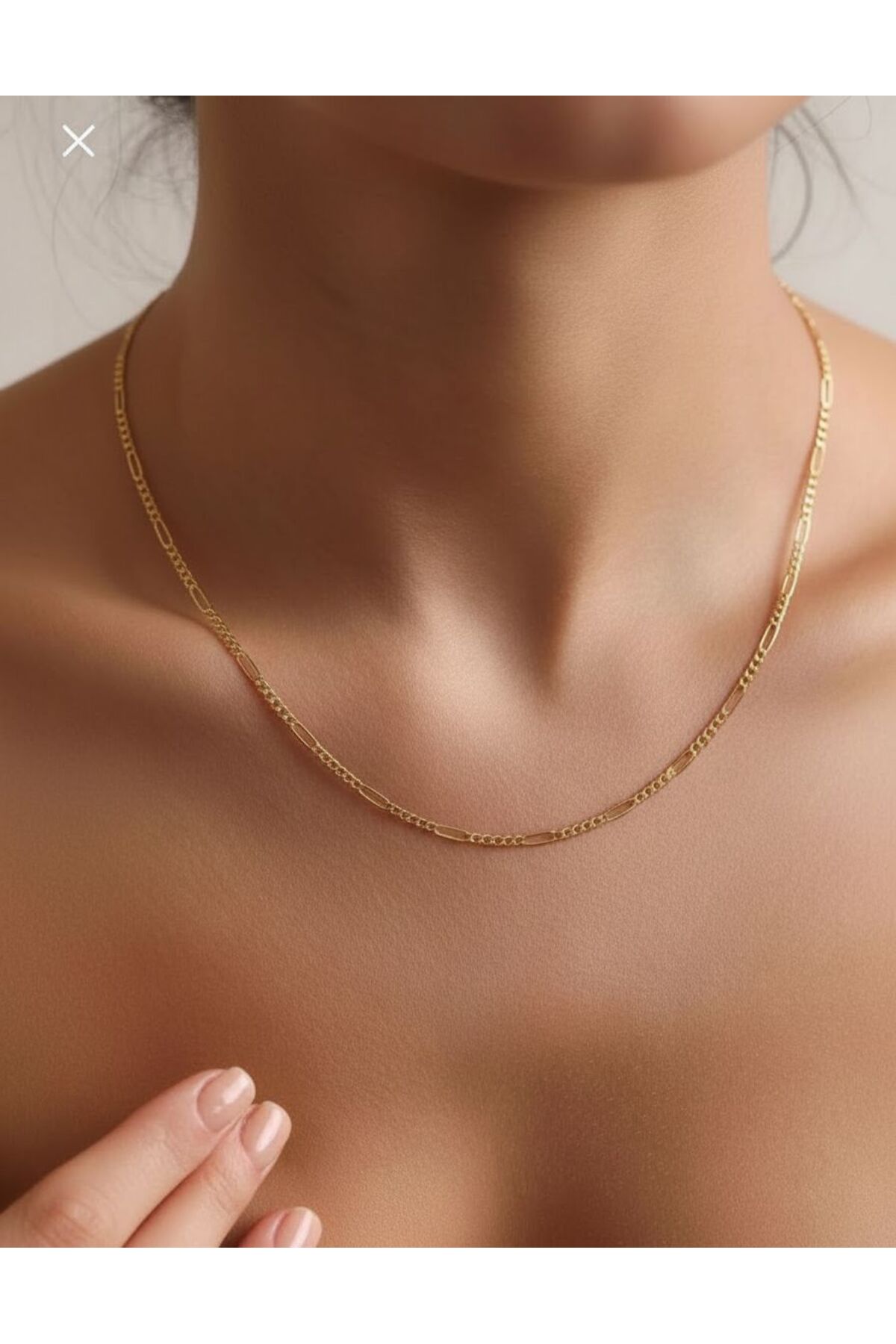 2,80 gr (GRAM) Figaro Kolye Zincir 50 Cm 14 Ayar Altın (Unisex) 4mm