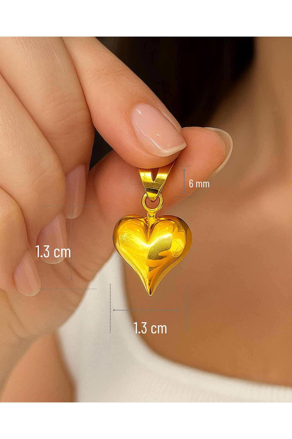 1.50 gr (GRAM) Kalp Kolye Ucu 22 Ayar Altın