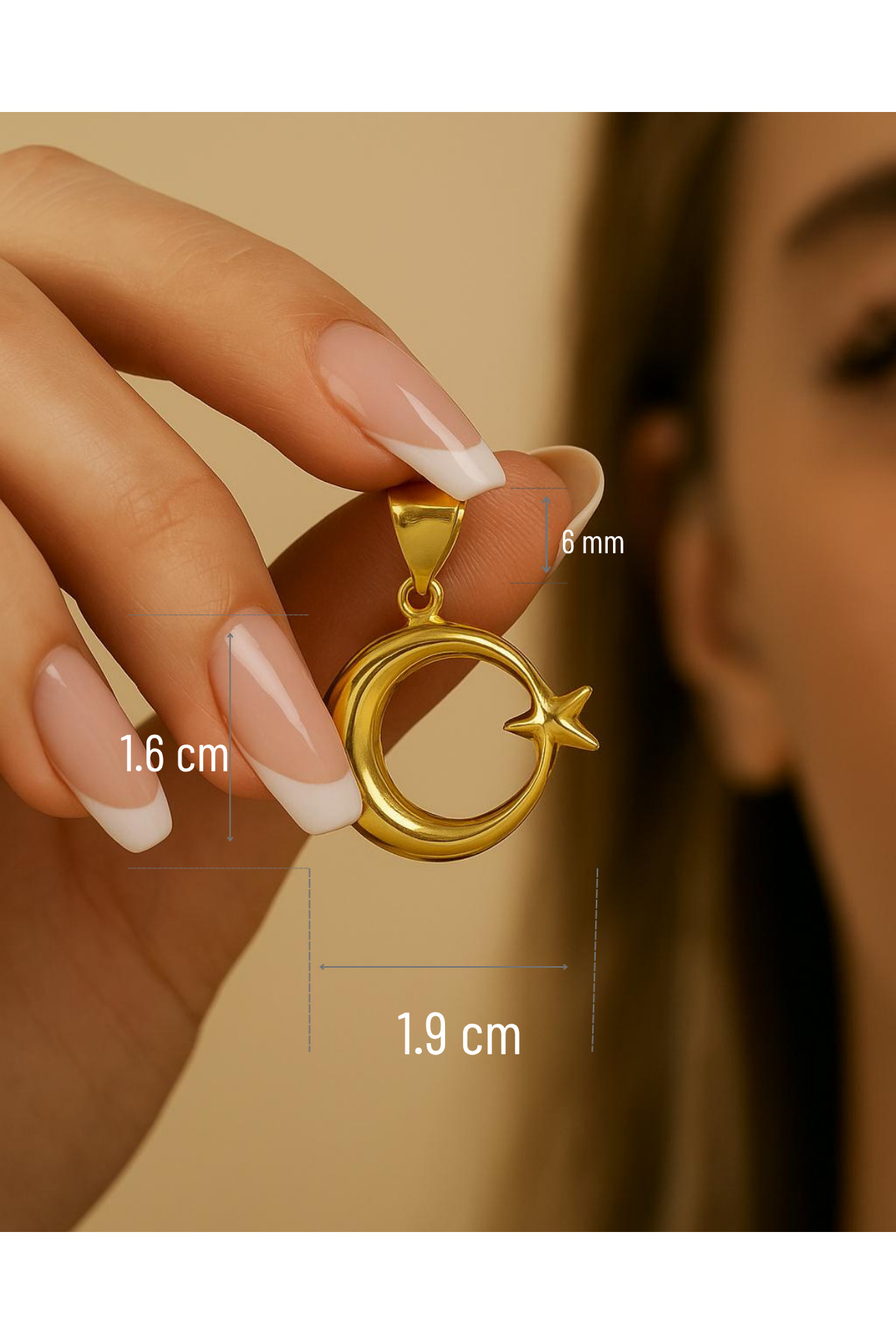 1.20 gr (GRAM) Ay Yıldız Kolye Ucu 14 Ayar Altın