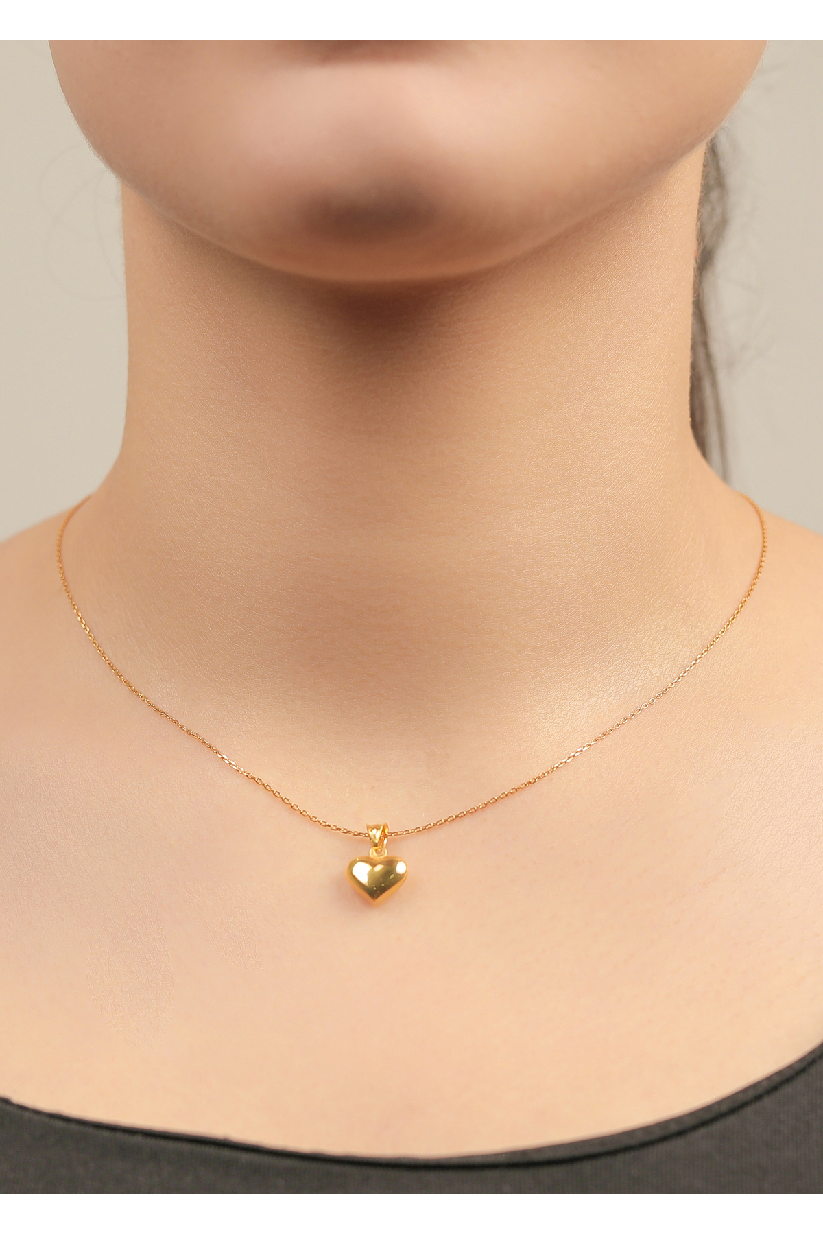 1,80 gr (GRAM) Kalp Uçlu Forse Kolye Zincir 45 Cm 14 Ayar Altın