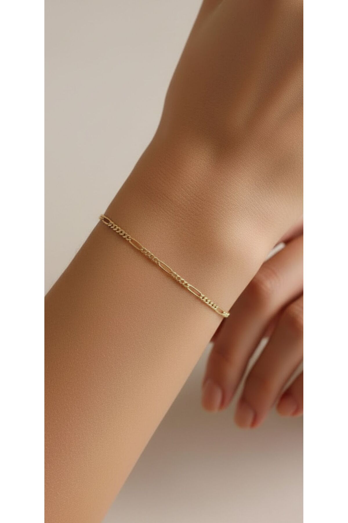 1.60 gr (GRAM) Figaro Bileklik 14 Ayar Altın Unisex