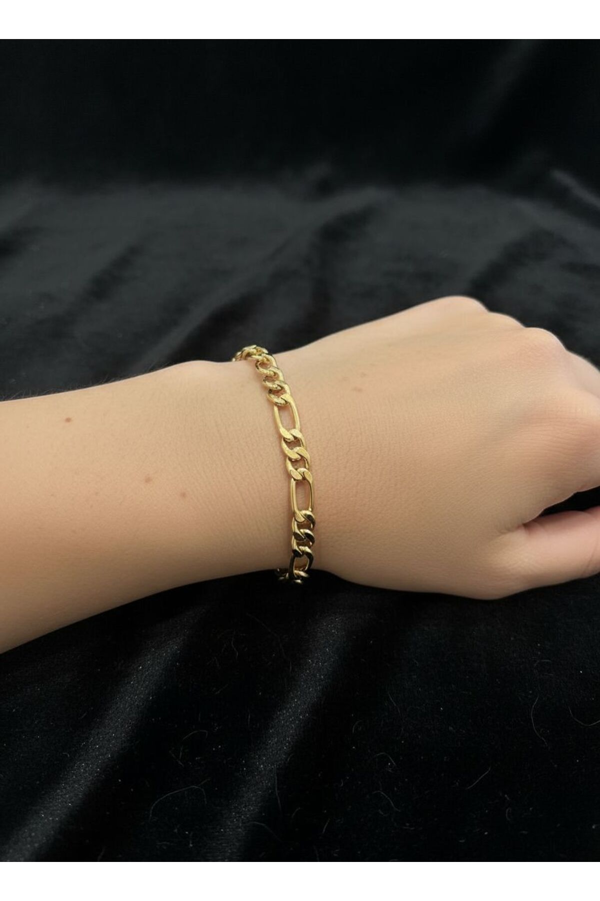 4.50 gr (gram) Figaro Bileklik Künye 14 Ayar Altın Unisex