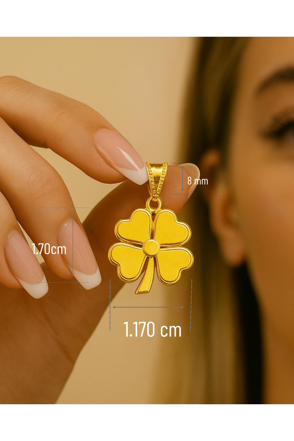 1.30 gr (GRAM) Yonca Kolye Ucu 14 Ayar Altın
