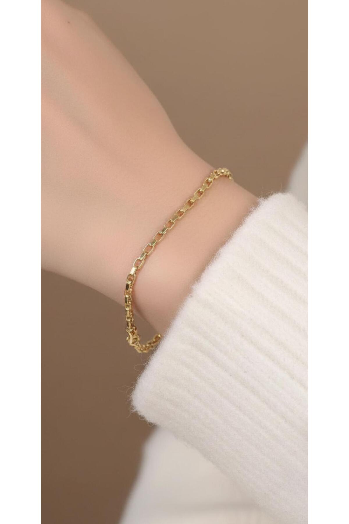 1.70 gr (Gram) Küp Bileklik 14 ayar altın (rose-sarı-yeşil-beyaz) Unisex