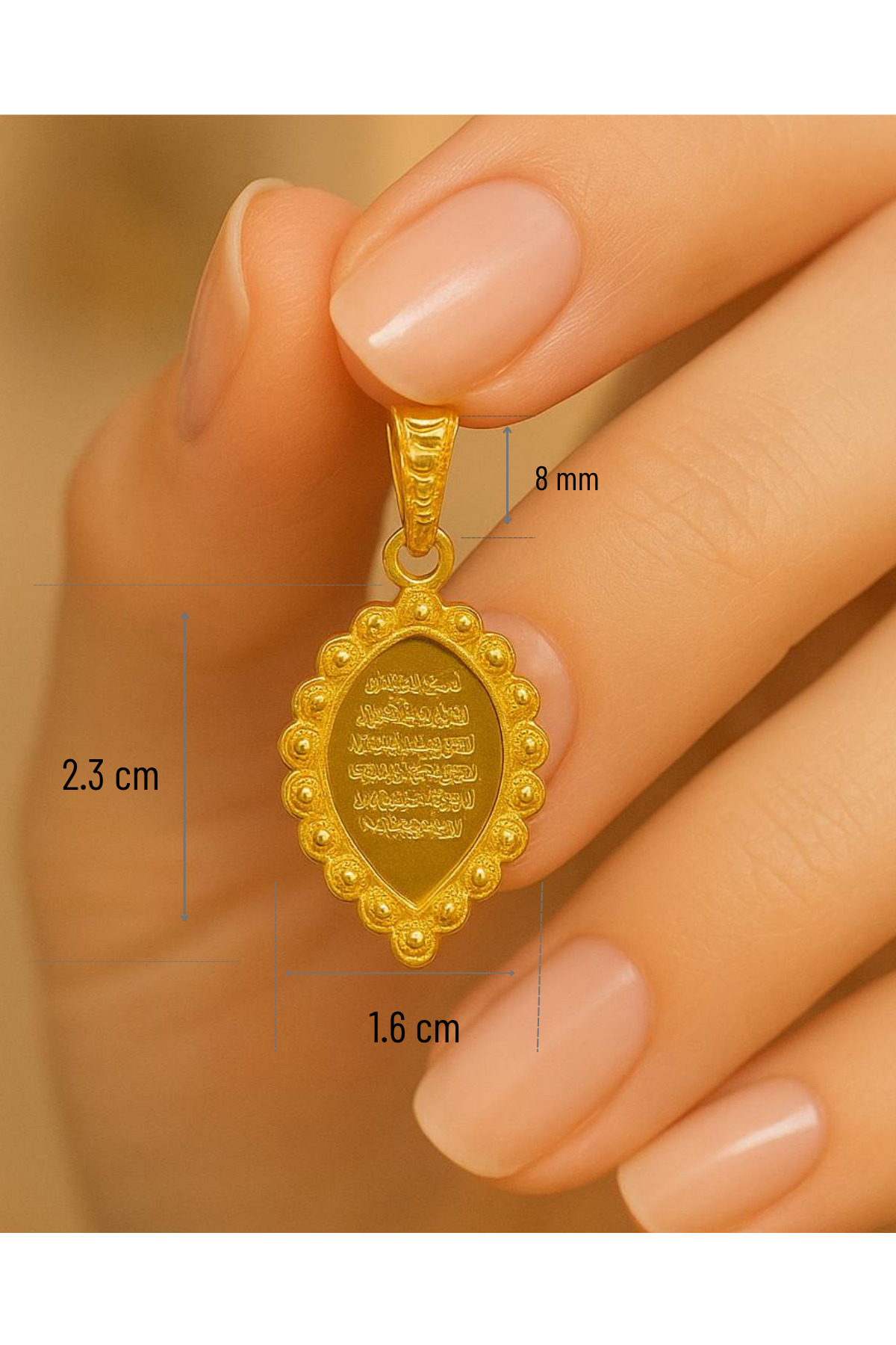 2.10 gr (GRAM) Ayetel Kürsi Kolye Ucu 22 Ayar Altın