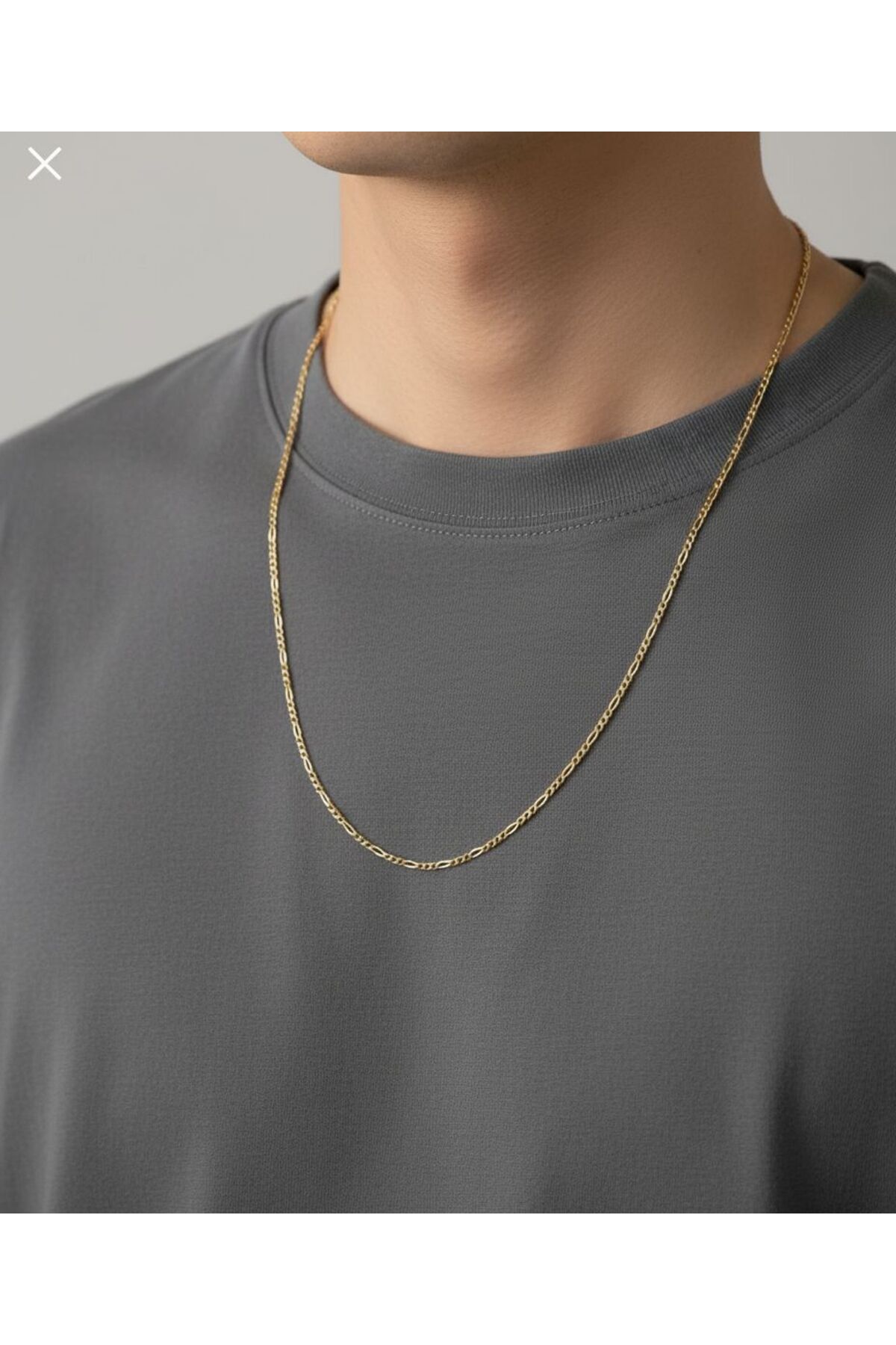 3 gr (GRAM) Figaro Kolye Zincir 55 Cm 14 Ayar Altın (Unisex) 3 mm