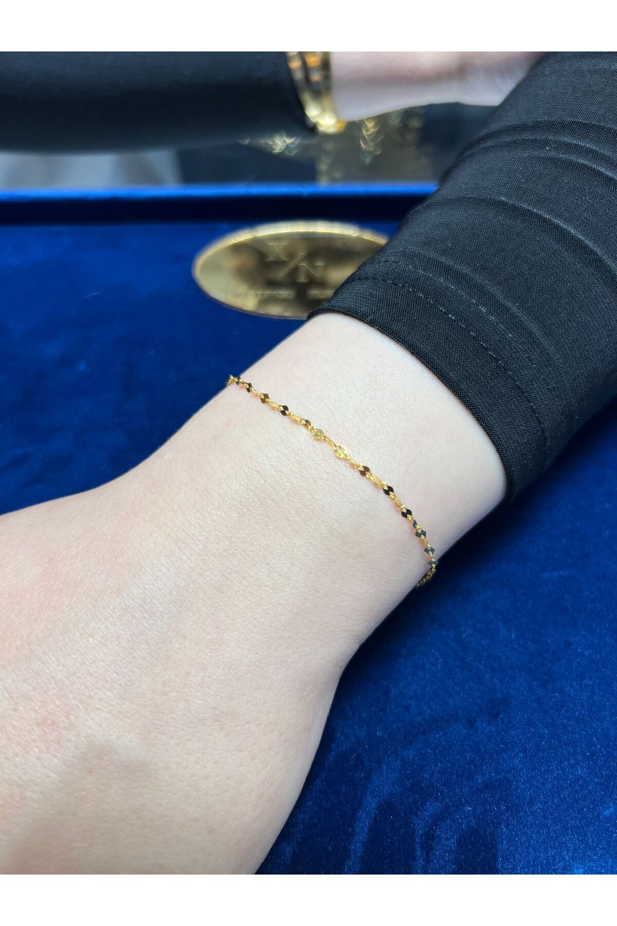 0,90gr (Gram) Aynalı Bileklik Künye 22 Ayar Altın