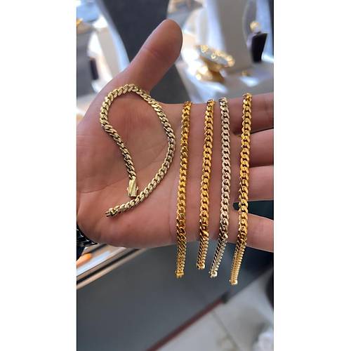 6 (GRAM)5 Mm Italyan Gurmet Bileklik Knye 14 Ayar Altn (YEL-ROSE-SARI-BEYAZ)