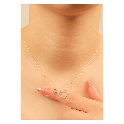 1,85  gr (gram)  Kalp Sonsuzluk detayl  Tal Kolye  45 cm 14 Ayar Altn Gold