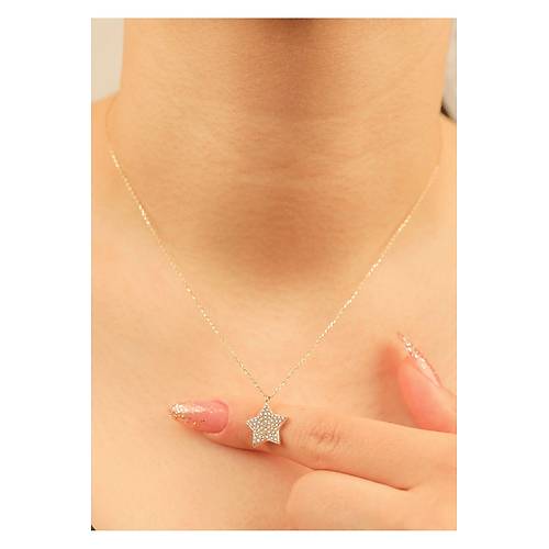 1,40  gr (gram)  Minimal Yldz  Tal Kolye 45 cm 14 Ayar Altn
