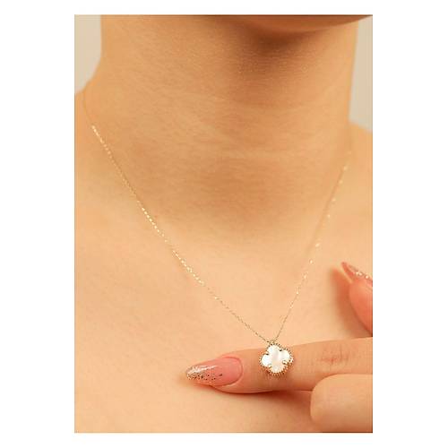2.00 gr (gram)  Yonca  OpalTal  Kolye  45 cm 14 Ayar Altn