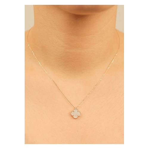 2.00 gr (gram)  Yonca  OpalTal  Kolye  45 cm 14 Ayar Altn