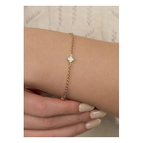 1.70 Gr(GRAM) 3 Beyaz Tal Sedef Bileklik Knye Unisex 14 Ayar Altn (YEL-ROSE-SARI-BEYAZ)