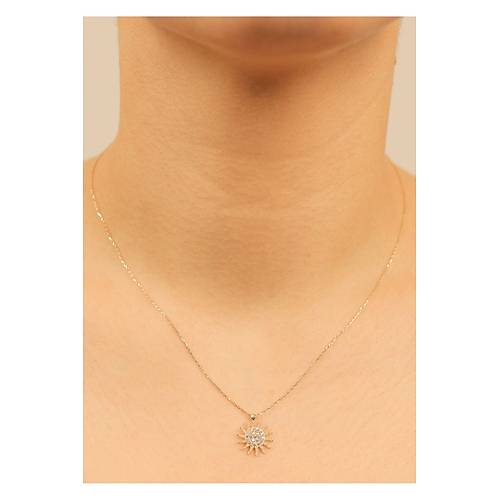 1,90 gr (gram)   Gne Desenli Tal  Kolye  45 cm 14 Ayar Altn