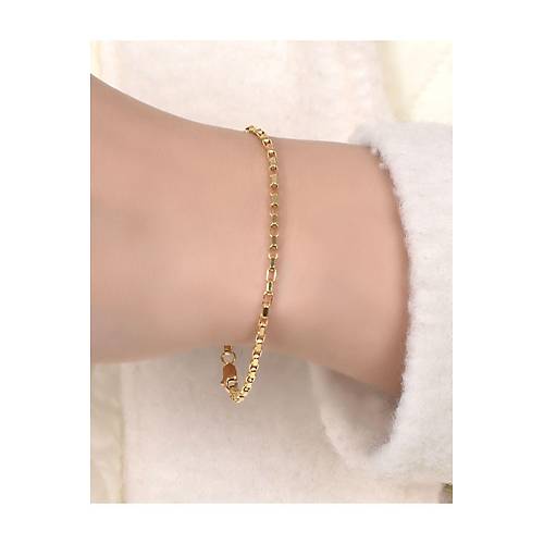 1.70 gr (GRAM) Kp Bileklik 14 Ayar Altn (ROSE-SARI-YEL-BEYAZ) Unisex