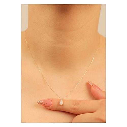 1,40  gr (gram)   Damla Opal Tal  Kolye  45 cm 14 Ayar Altn