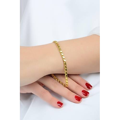 ( 2.10 Gr)pullu Halep Orta Kaln Bileklik Knye 3.5 Mm 14 Ayar Altn