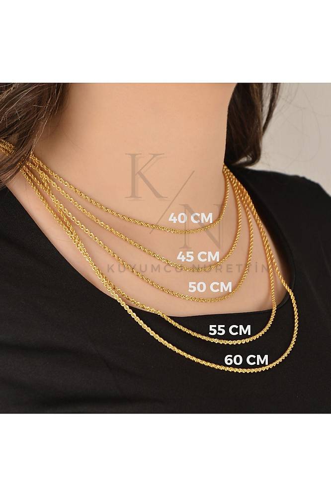 1,90 gr (gram)   Damla Baget Taşlı  Kolye  45 cm 14 Ayar Altın