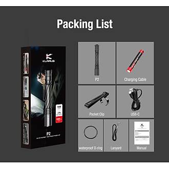 KLARUS P2 1000 L�men Kalem Tipi EDC Taktik Fener