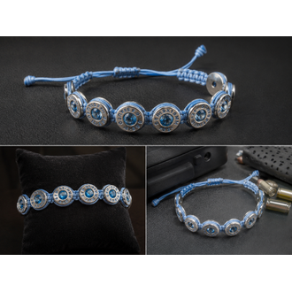 Selenofil Tactical Jewellery .45 ACP & 9 mm Zirkon Ta�l� Ger�ek Kovan Bileklik (A��k Mavi)