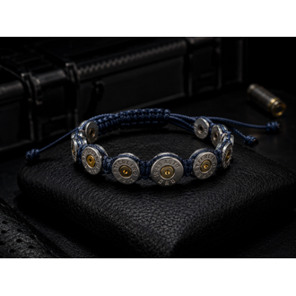 Selenofil Tactical Jewellery .45 ACP & 9 mm Mat Rodyum Ger�ek Kovan Bileklik (Koyu Mavi)