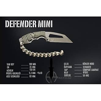 EVA TACTICAL DEFENDER MINI � B�hler N690 �elik Kompakt Taktik B��ak (Paracord Sap & Kydex K�l�f)