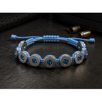 Selenofil Tactical Jewellery .45 ACP & 9 mm Zirkon Ta�l� Ger�ek Kovan Bileklik (A��k Mavi)